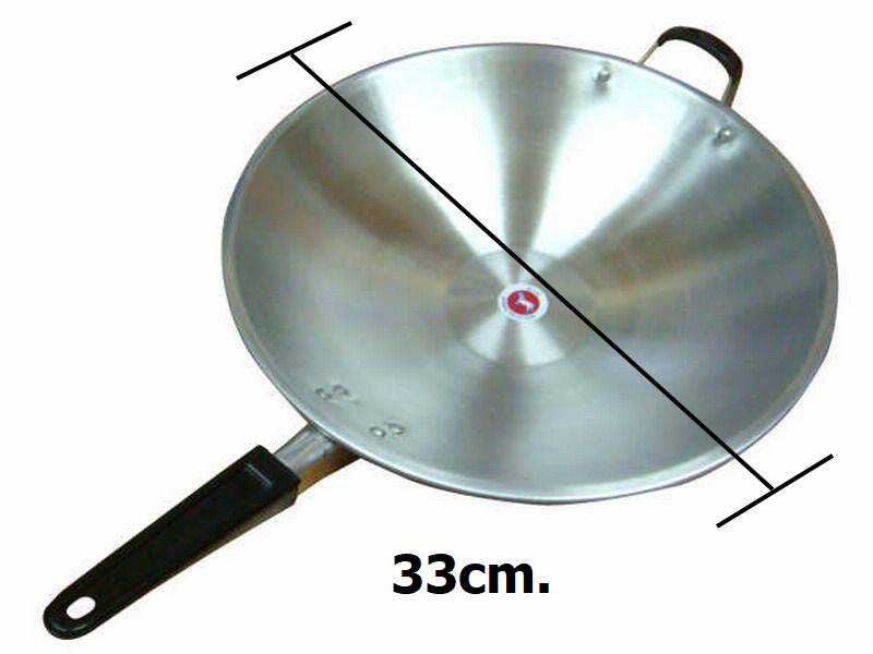 กระทะด้ามยาว ม้วนขอบ มีหู 33cm. ตราม้า  **56 บาท/ชิ้น ขั้นต่ำ 6 ชิ้น