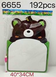 *กระดานไวท์บอร์ดเหลี่ยม ABC หัวการ์ตูน+ปากกา 40x34cm. 