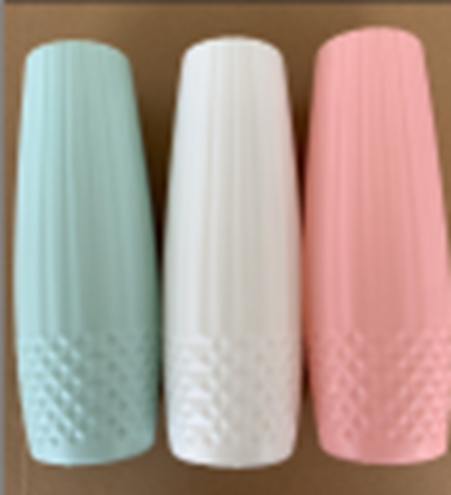 แจกันพลาสติก ปากตัด ทรงกลมดักแด้ พื้นตรง+ขลุขละ 