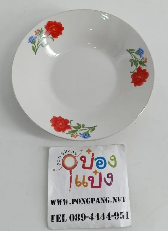 จานกระเบื้อง 6นิ้ว พื้นคละลาย หลังพื้นขาว 1*120  (ขายยกลัง 1150.-)