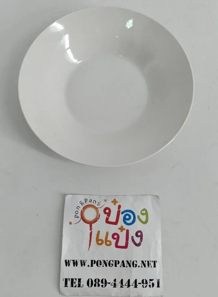 จานกระเบื้อง 6นิ้ว พื้นขาว หลังขาว 1*120   (ขายยกลัง 1100.-)