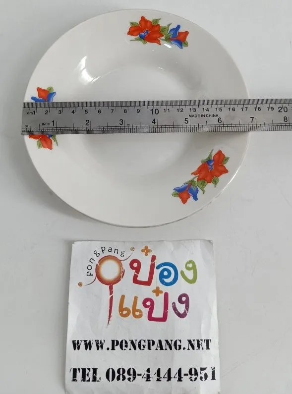 จานกระเบื้อง 7นิ้ว พื้นคละลาย หลังพื้นขาว 1*100   (ขายยกลัง 1100.-)