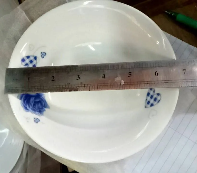 ชามกระเบื้อง 7 นิ้ว ลายดอกกุหลาบน้ำเงิน (1*12)