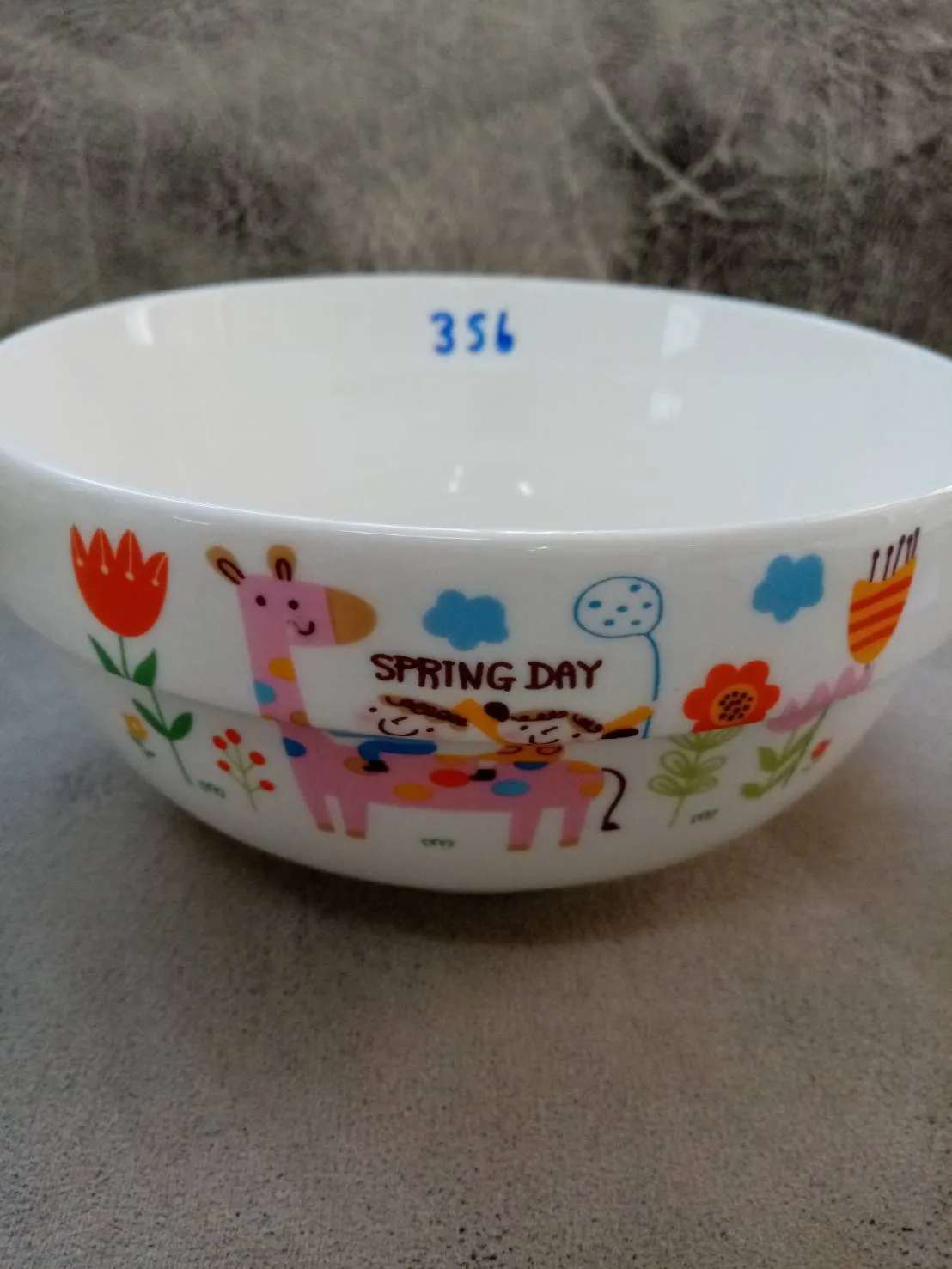 ชามกระเบื้อง 6 นิ้ว ลายยีราฟ  มีขอบ (1*60) **ขายยกลัง 1000 บาท**