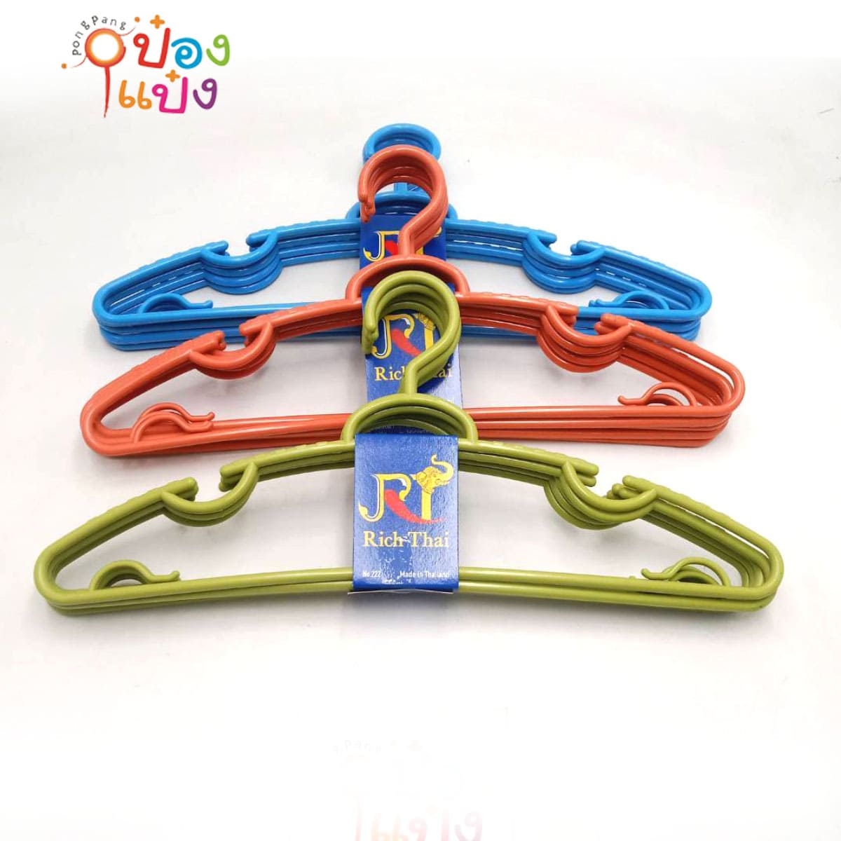 ไม้แขวนเสื้อผู้ใหญ่ (222) 1*5 คละสี  1*24  ขายยกลัง  P222