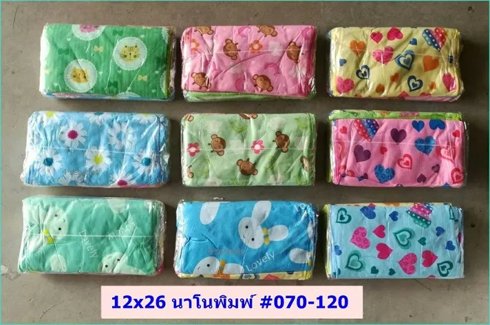 ผ้านาโน พิมพ์ลาย คละลาย 12x26 นิ้ว  F075 F1202 สินค้า10บาท