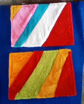 พรมเช็ดเท้า ขนฟูนิ่ม แถบสี คละแบบ (1*120)