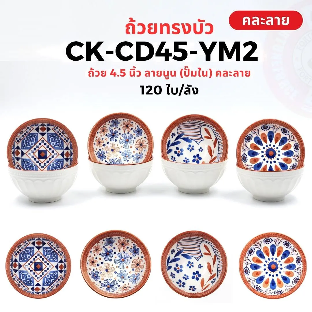 ถ้วยบัวลายนูน 4.5 นิ้ว (ปั๊มใน)