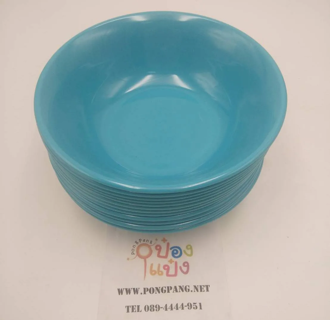 ชามพลาสติกกลม 8นิ้ว สีฟ้า PS  1*120 สินค้า 15บาท