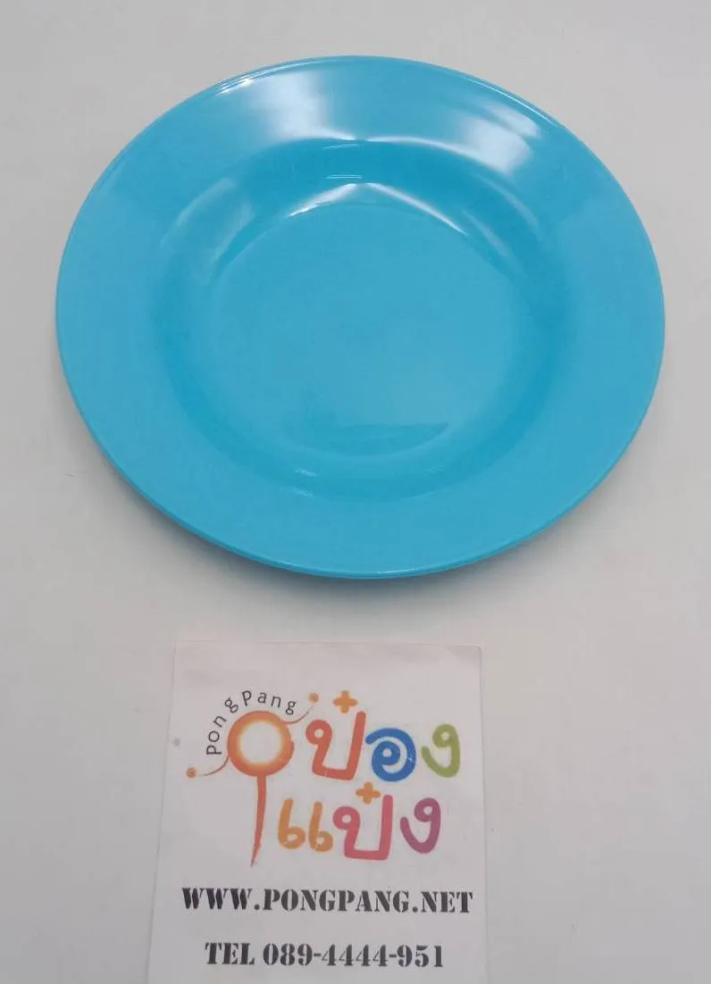 จานพลาสติกเหลี่ยม  9นิ้ว สีฟ้า PS 1*12 สินค้า 15บาท