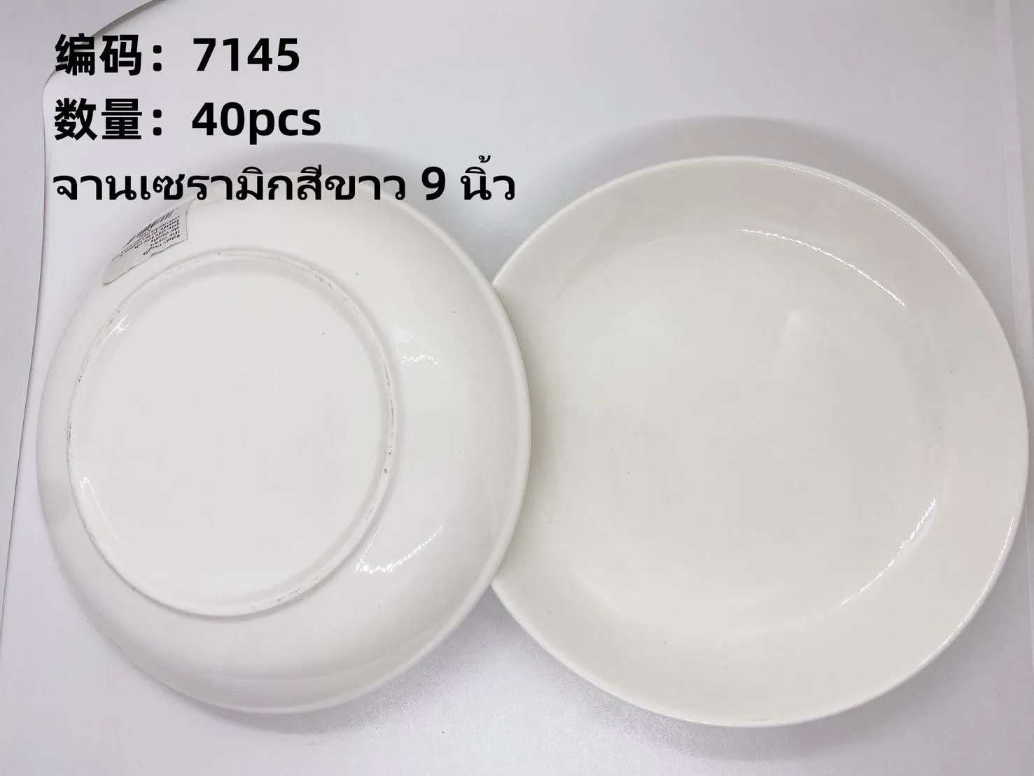 จานเซรามิก สีขาว 9 นิ้ว (1*40) ขายยกลัง 667 บาท) XTH7145 TL-3919