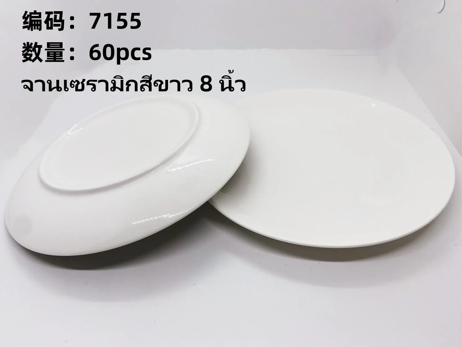 จานกระเบื้อง ขาว 8 นิ้ว (1*60) **ขายยกลัง** SKE9204
