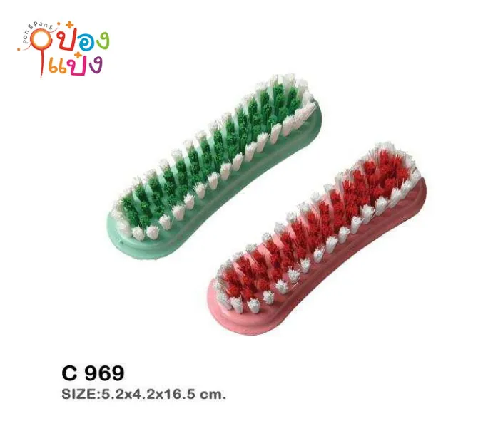 แปรงซักรูปแปด ไฮยีนส์ขนสองสี 6.2x5CM. ด้ามมีลายนูน คละสี 1*60
