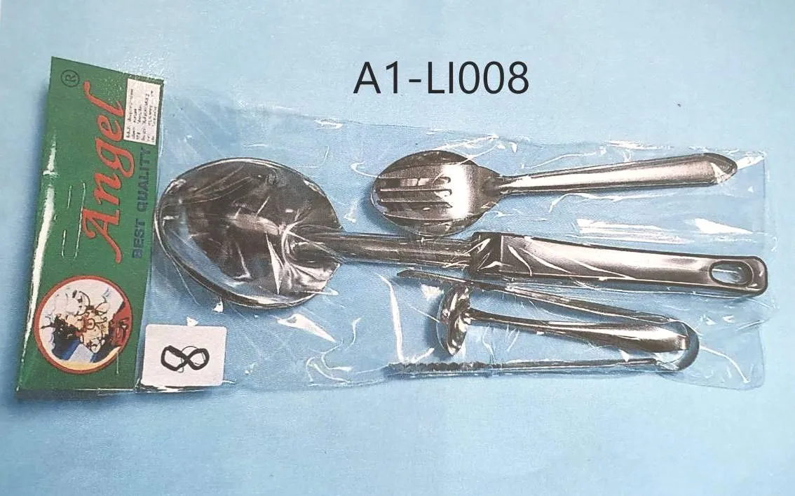ทัพพีจีน+คีบเล็ก+ช้อนเครื่องปรุง+ช้อนส้อม 1 คู่ (ชุดที่8) (1*12)