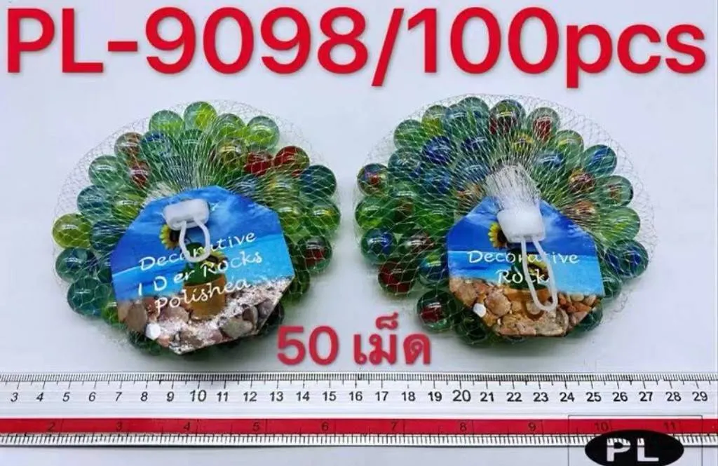 ลูกแก้วเล็กใสเงาสะท้อน  คละลายดอก  1x50 ลูก สินค้า 15บาท # P6962