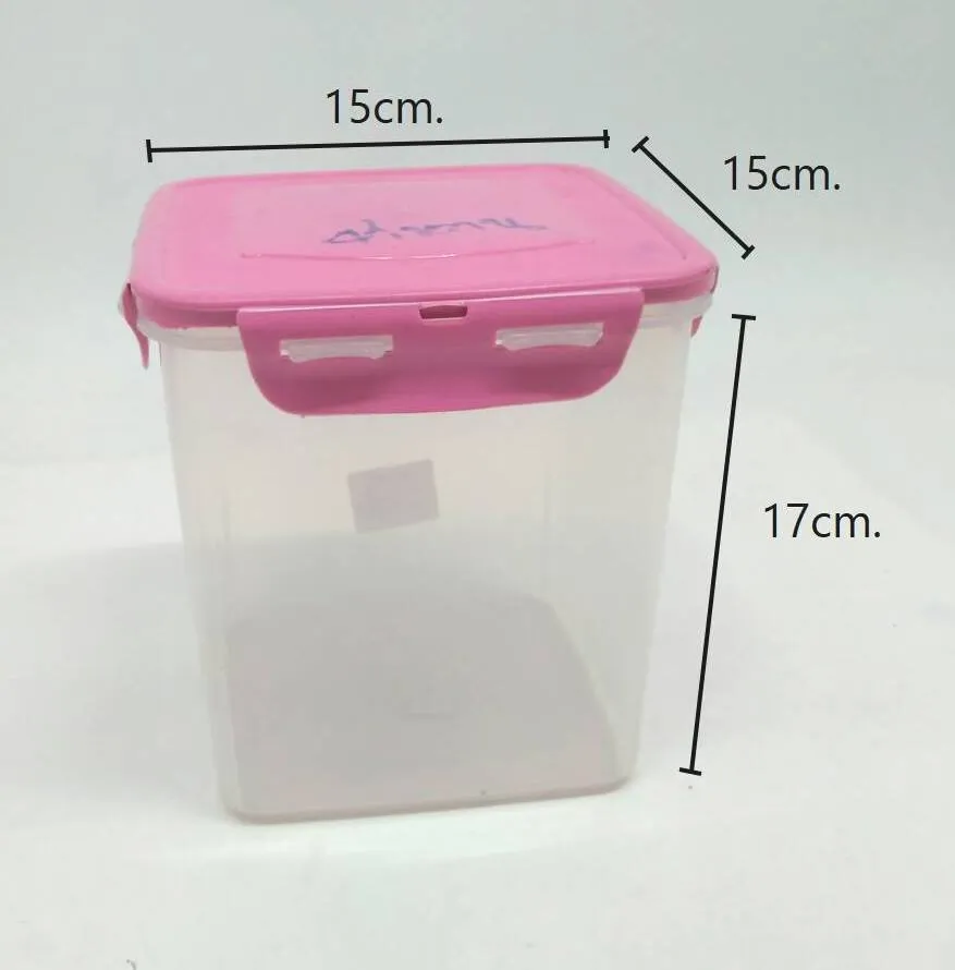 กล่องล็อคเหลี่ยม ทรงสูง ฝาหวาน 15x15x17 cm. (1*72)