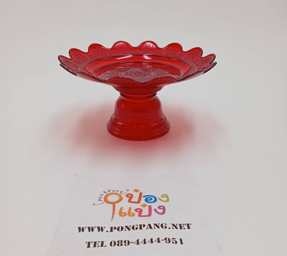 พานดอกพุ่ม สีแดง 18CM 1*72