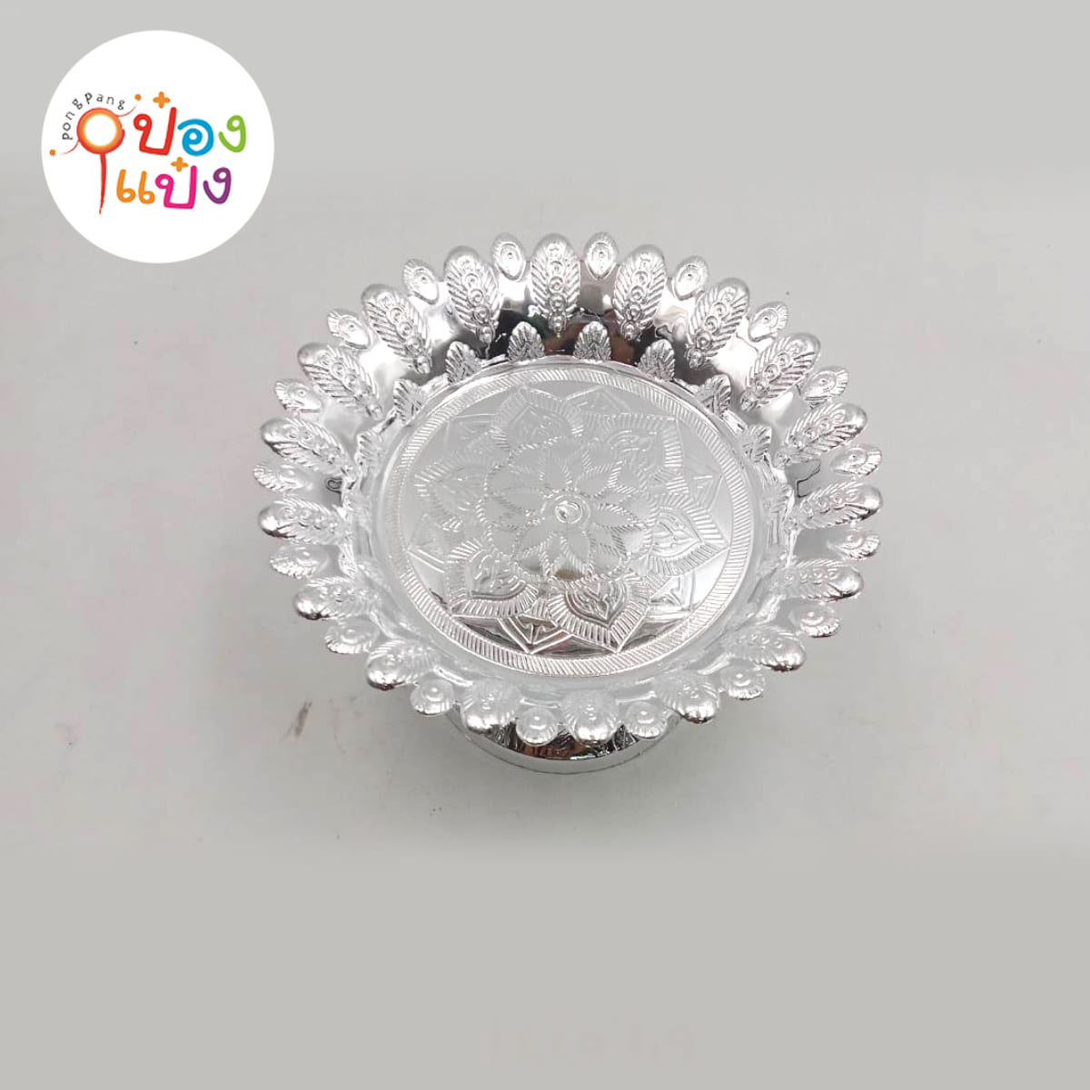 พานนกยูง  สีเงิน 18cm. (1*144)  น-18