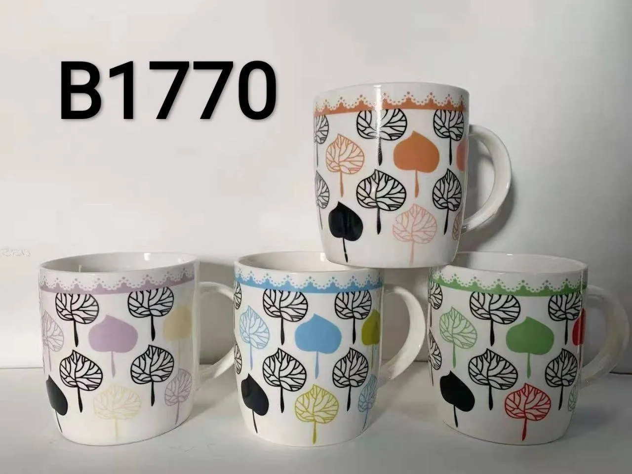 แก้วเซรามิก ลายใบไม้ คละสี   #A0000-5 T28004 S8413 MT-MY0552