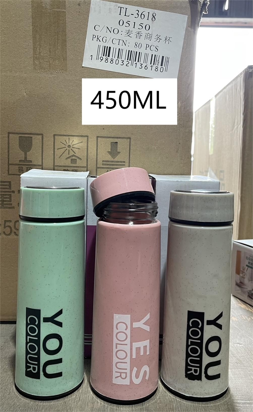 กระบอกแก้วน้ำ คละสี 450 ML. 1*80 T29015 ZC90311