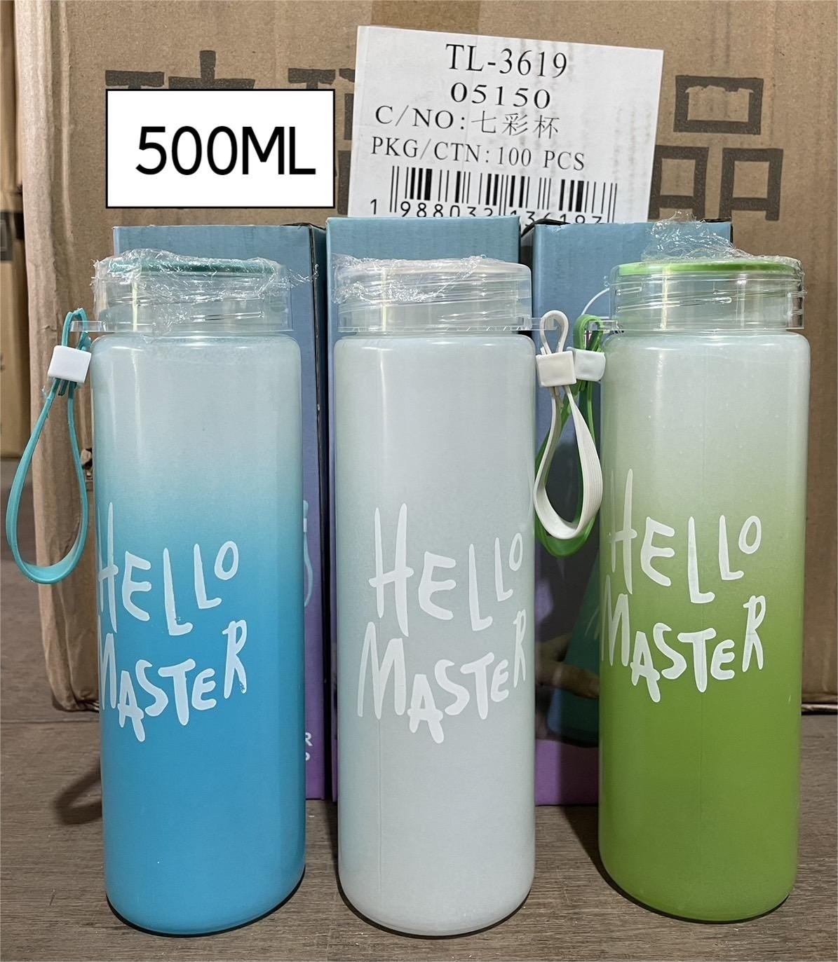 กระบอกแก้วน้ำ Hello สีทูโทน ฝาใส 500 ML. 1*80 XTH-8242 T29016 VG-BG2016