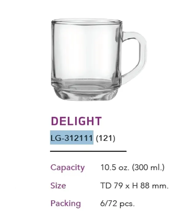 แก้วหู DELIGHT ใส 10.5 Oz. (300ml.) 1*72 **ขายยกลัง**