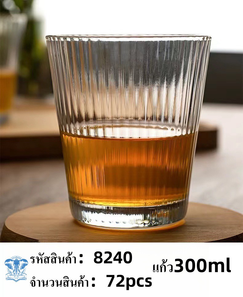 แก้ววิสกี้ ลายเส้นตรง   335ml *ขายยกลัง 72ชิ้น