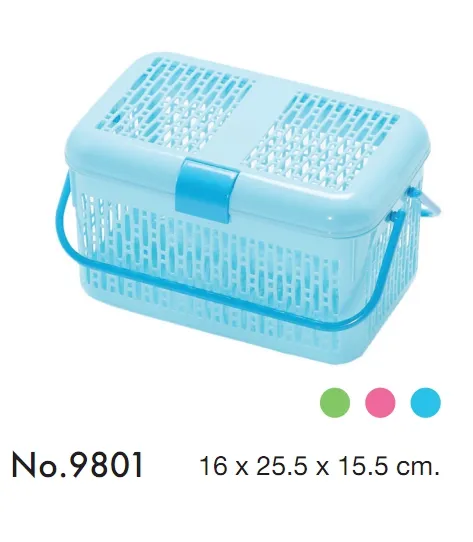 ตะกร้าสัตว์เลี้ยง มีหูหิ้วและฝาล็อค คละสี 16x25.5x15.5cm. 1*36
