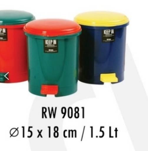 ถังขยะเหยียบ เล็ก  ขนาด 15x18 cm.  1.5 ลิตร คละสี **53 บาท/ชิ้น ขั้นต่ำ 6 ชิ้น 