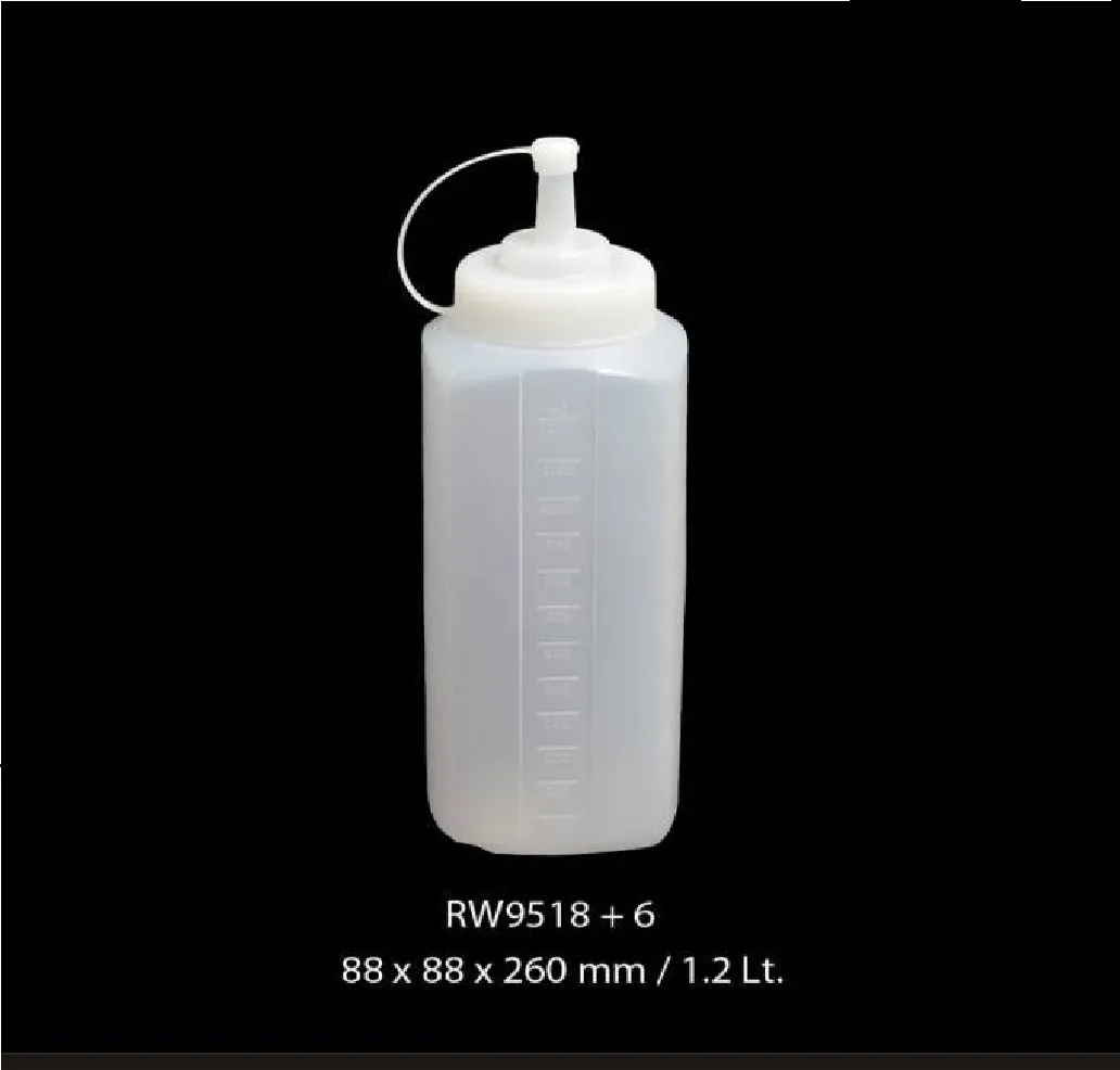 ขวดซอสเหลี่ยม 40 ออนซ์ สีใส 1.2ลิตร 8.8x8.8x26CM. (1*36)