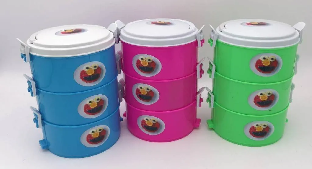ปิ่นโตกลม 3 ชั้น มีตัวล็อค ความจุ 400 mlขนาด 9x9x10cm (1*72)