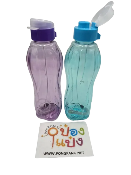 ขวดน้ำฝาเปิด-ปิด700ml ฝาสีใส กลมเว้าช้าง ขวดสูง20cmสายแขวน  