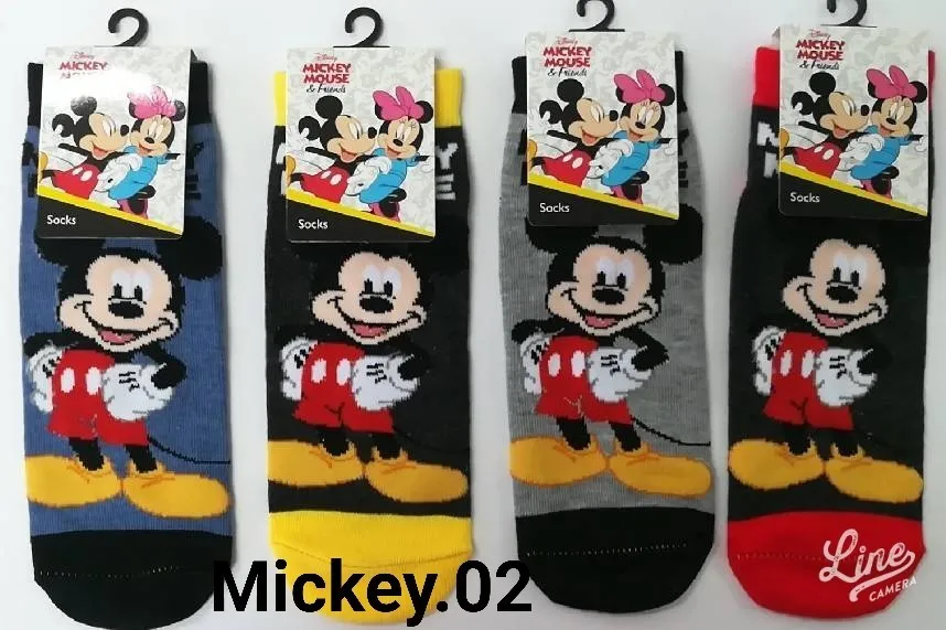 ถุงเท้า แนวแฟชั่น ลาย MICKEY 02 คละสี ไซส์ 9-12 ฟรีไซต์ (1*12)