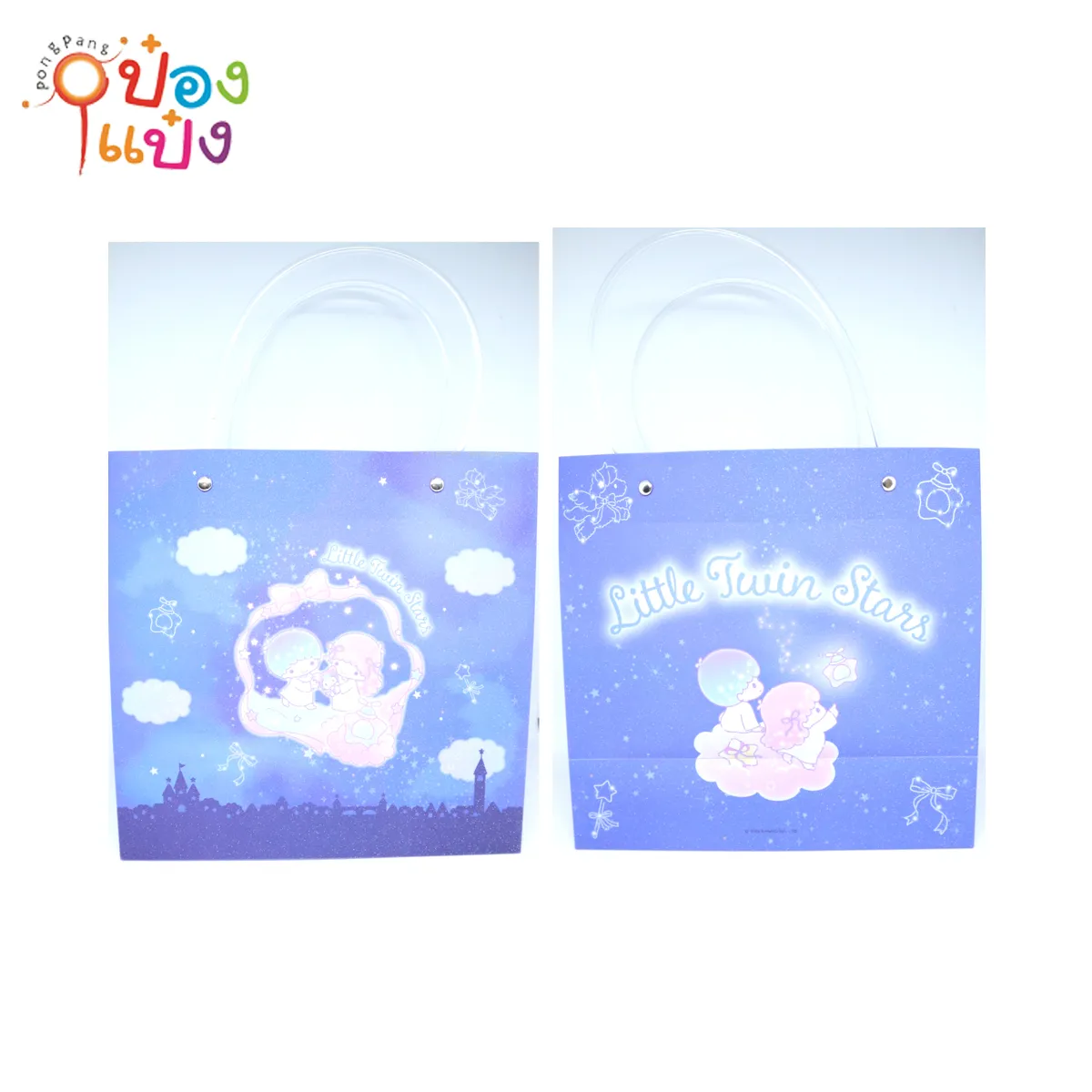 กระเป๋าช้อปปิ้ง กลิตเตอร์ Little Twin Stars ม่วง 23.5x22.5x11 cm. (1*12) VS1024 VS2543 VS1034