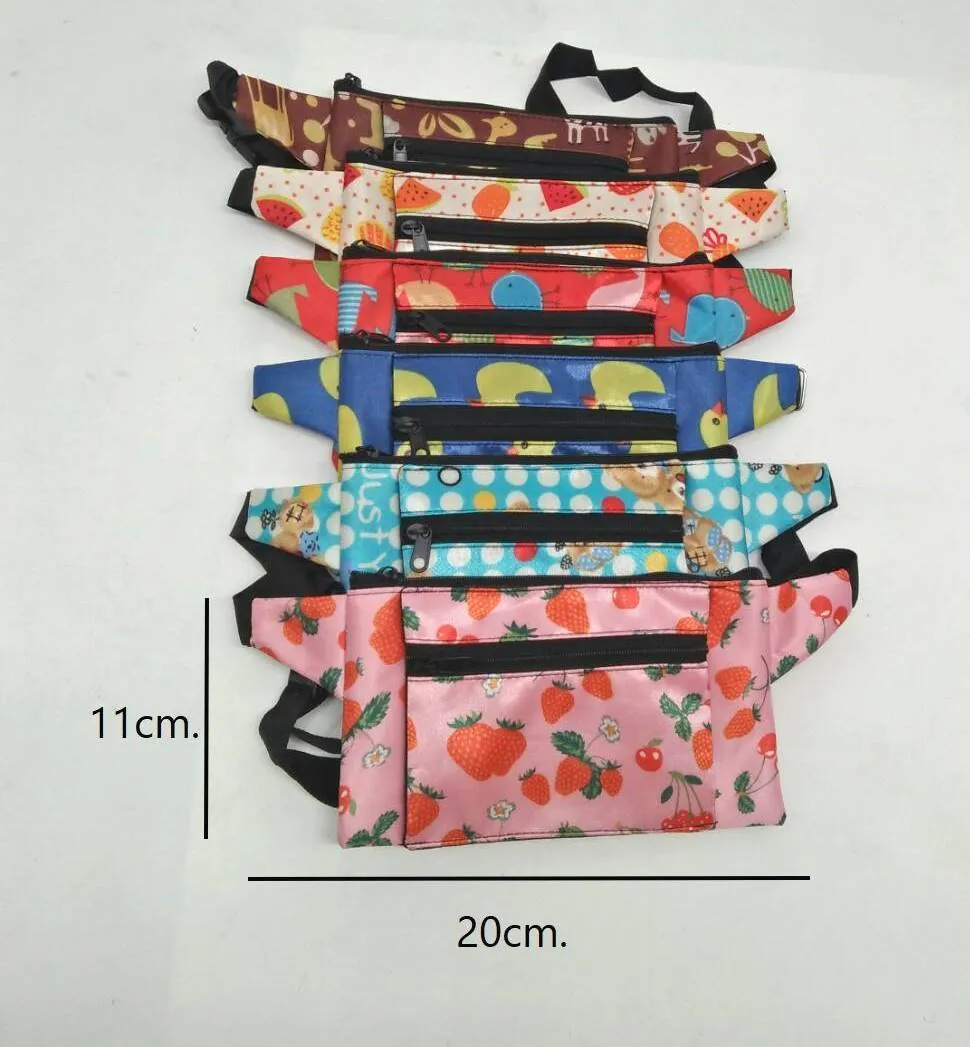 กระเป๋าคาดเอวเล็ก ลายการ์ตูน 2 ซิป 11x20 cm.. คละสี 1*12