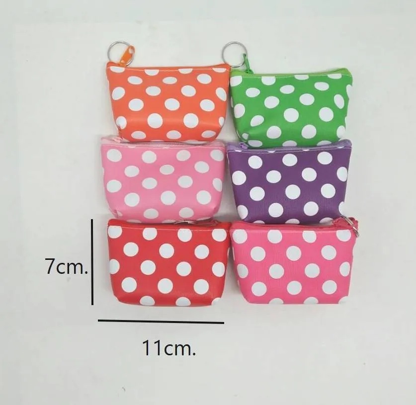 กระเป๋า ใส่เหรียญเล็กลายจุด คละลาย 7x11 cm. แบบถือ คละสี สินค้า 10บาท