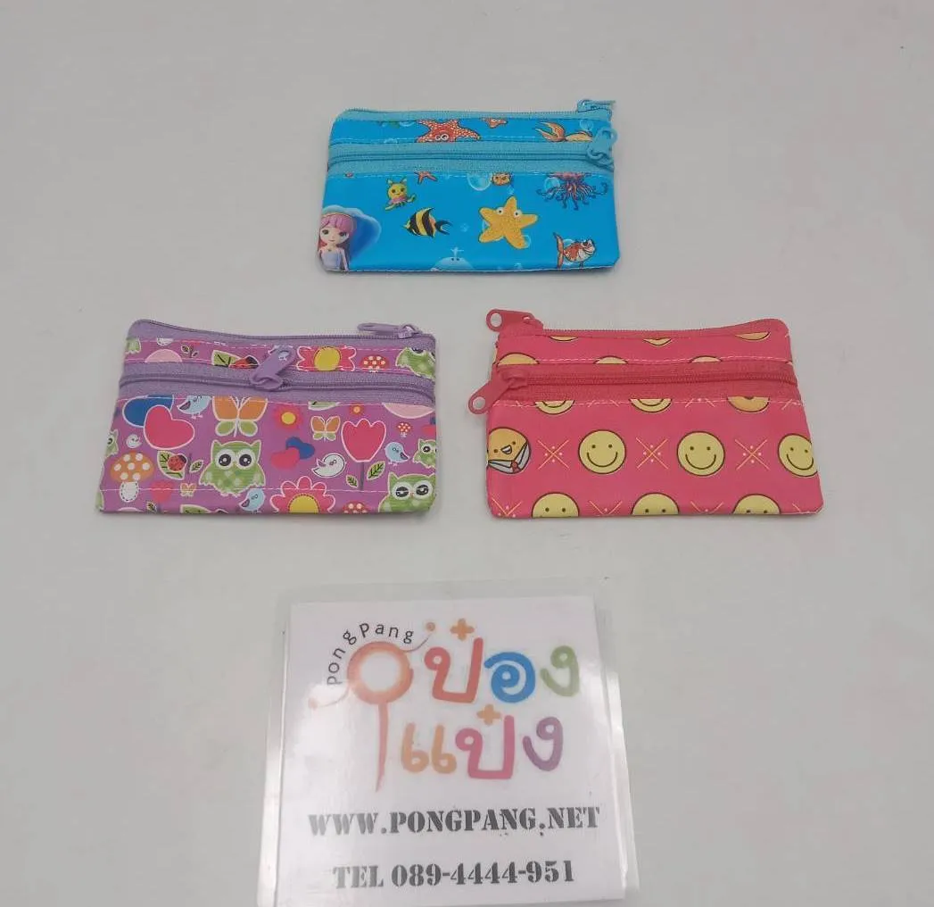 กระเป๋า ใส่เหรียญเล็ก ลายดอกสองซิป แบบถือ คละสี สินค้า 10บาท