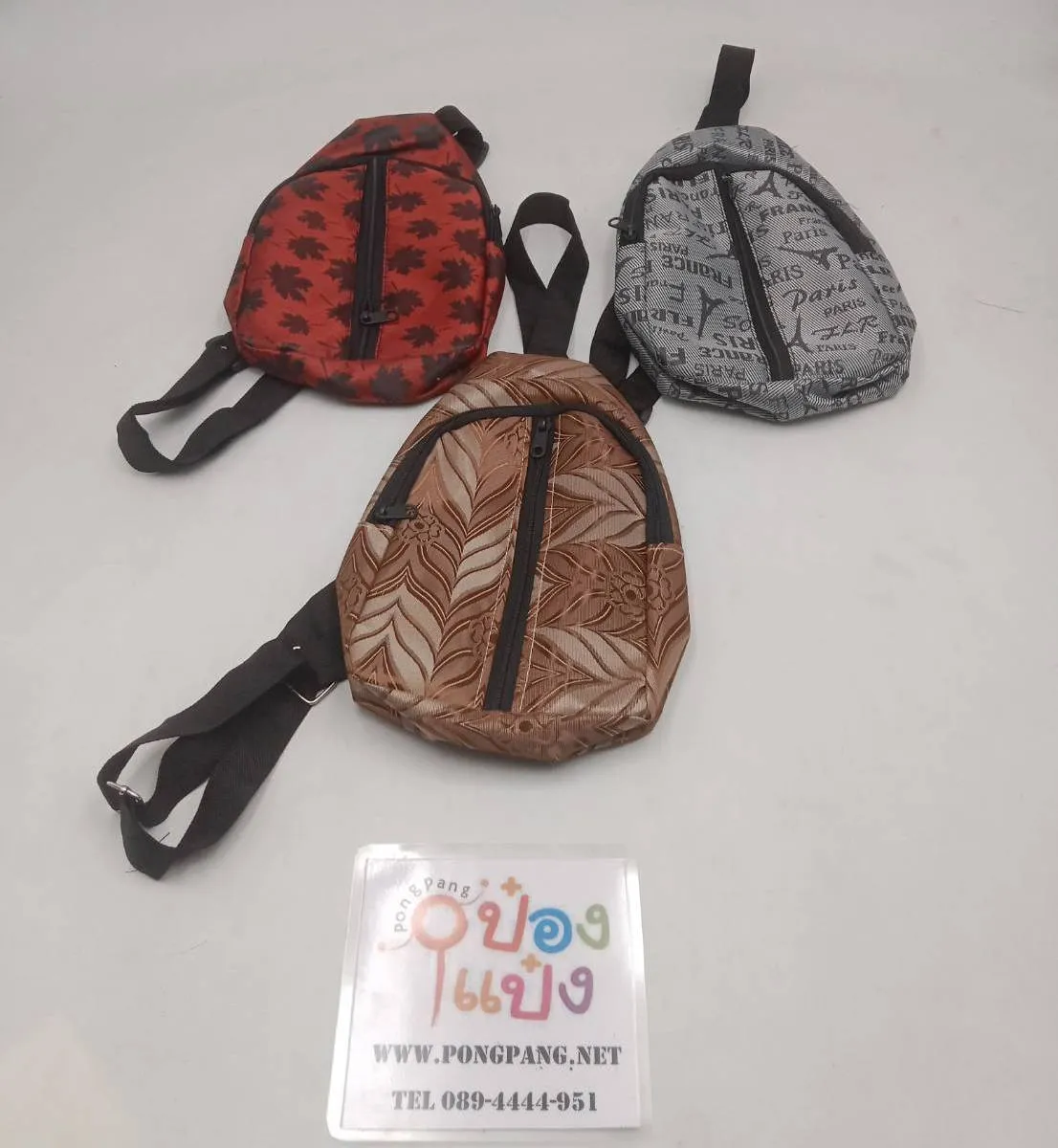 กระเป๋าเป้ สะพายข้าง คละลาย 2 ซิป 25x16 Cm. 1*12