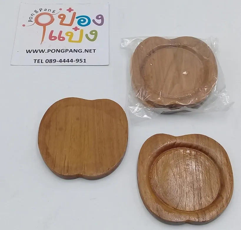 จานรองแก้วไม้สัก ลายแอปเปิ้ล 1*2 (1*120)