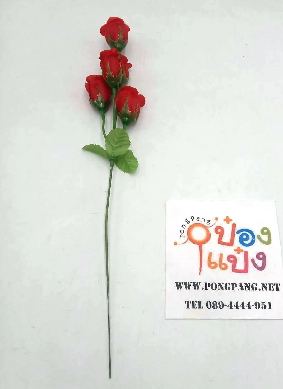 ดอกกุหลาบสีแดง ช่อ5ดอก ไหว้ท้าวเวสสุวรรณ สินค้า 10บาท
