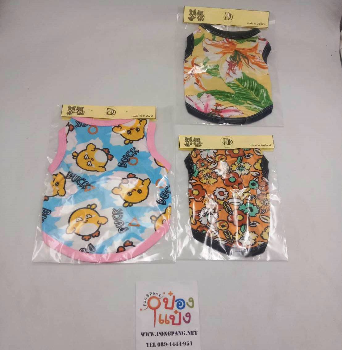 ชุดเสื้อสุนัขแมว ผ้ายืด คละลาย คละสี รอบ อก 8นิ้ว  ไซร์S  (1*12)