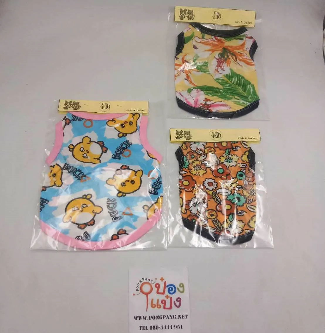 ชุดเสื้อสุนัขแมว ผ้ายืด คละลาย คละสี รอบ อก 8นิ้ว  ไซร์S  (1*12)