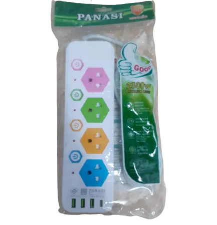 ปลั๊กไฟมาตรฐาน 4ช่อง 4 สวิตซ์ 5 เมตร 3USB มีมอก 2300W  1*40