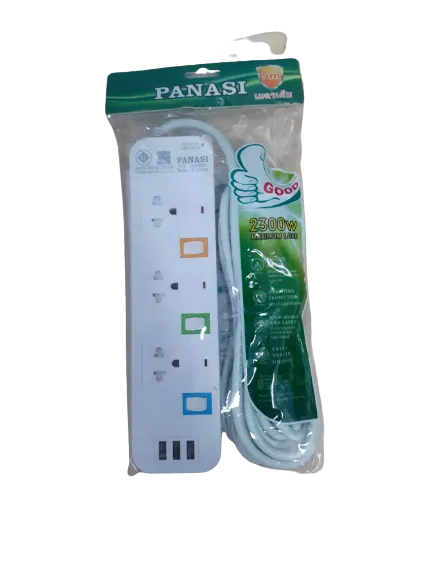 ปลั๊กไฟมาตรฐาน 3ช่อง 3 สวิตซ์ 3เมตร 3USB มีมอก 2300W  1*40