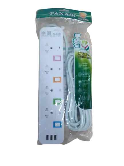 ปลั๊กไฟมาตรฐาน 4ช่อง 4 สวิตซ์ 5 เมตร 3USB มีมอก 2300W  1*40