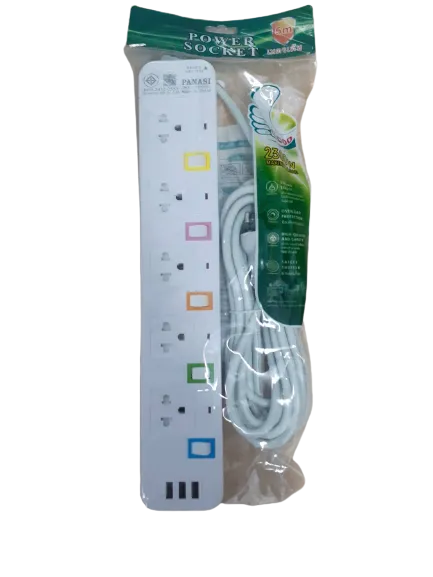 ปลั๊กไฟมาตรฐาน 5ช่อง 5 สวิตซ์ 5 เมตร มีมอก 2300W  1*40