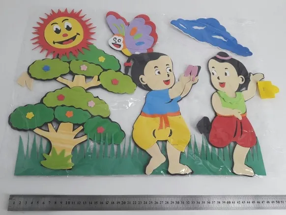 ชุดโฟมยาง เด็กรำวงช-ญ+ต้นไม้+พระอาทิตย์+เมฆ+สัตว์+ต้นกญ้า 1*12