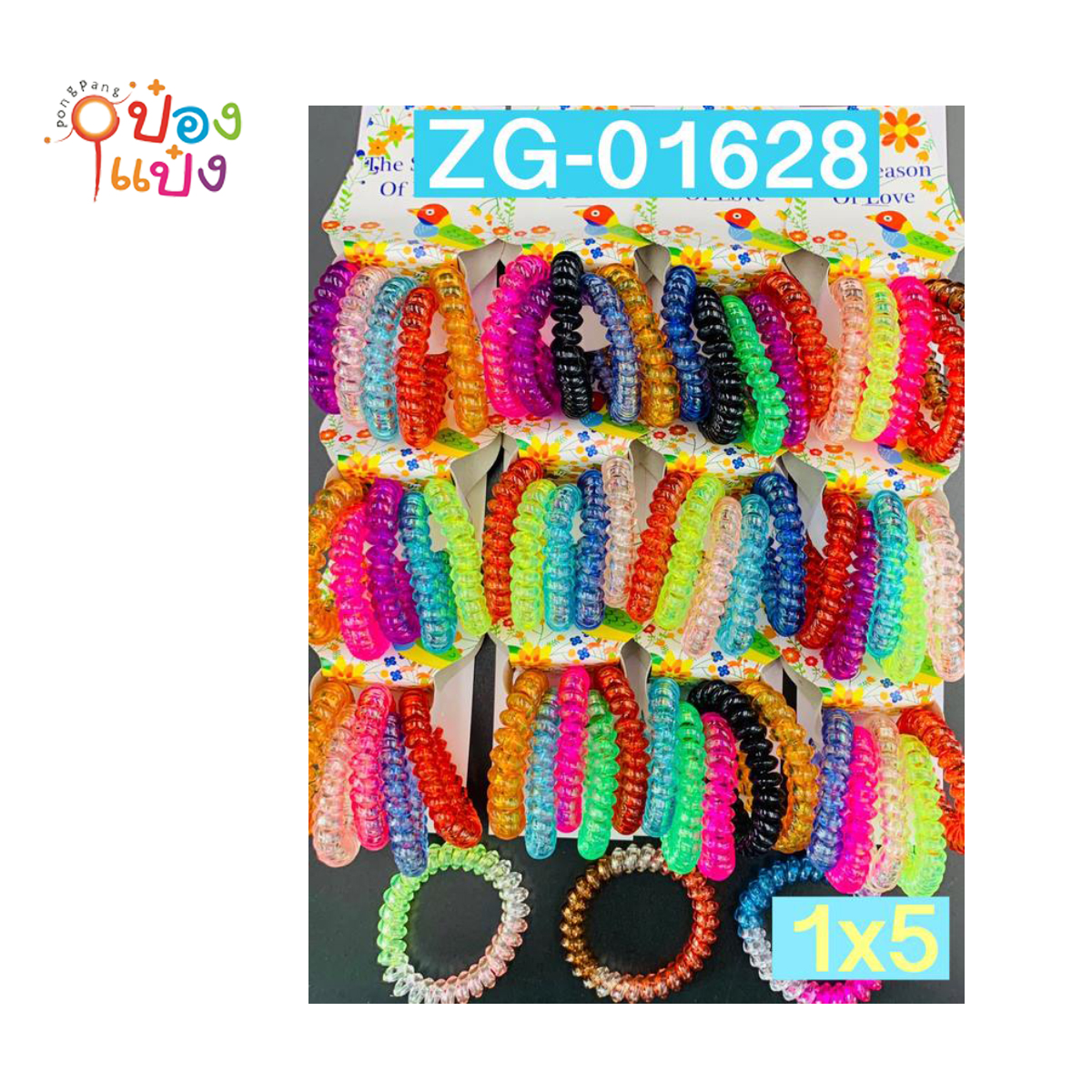 สปริงมัดผมพลาสติกใหญ่ สีทูโทน คละสี 1x5 (1*12)