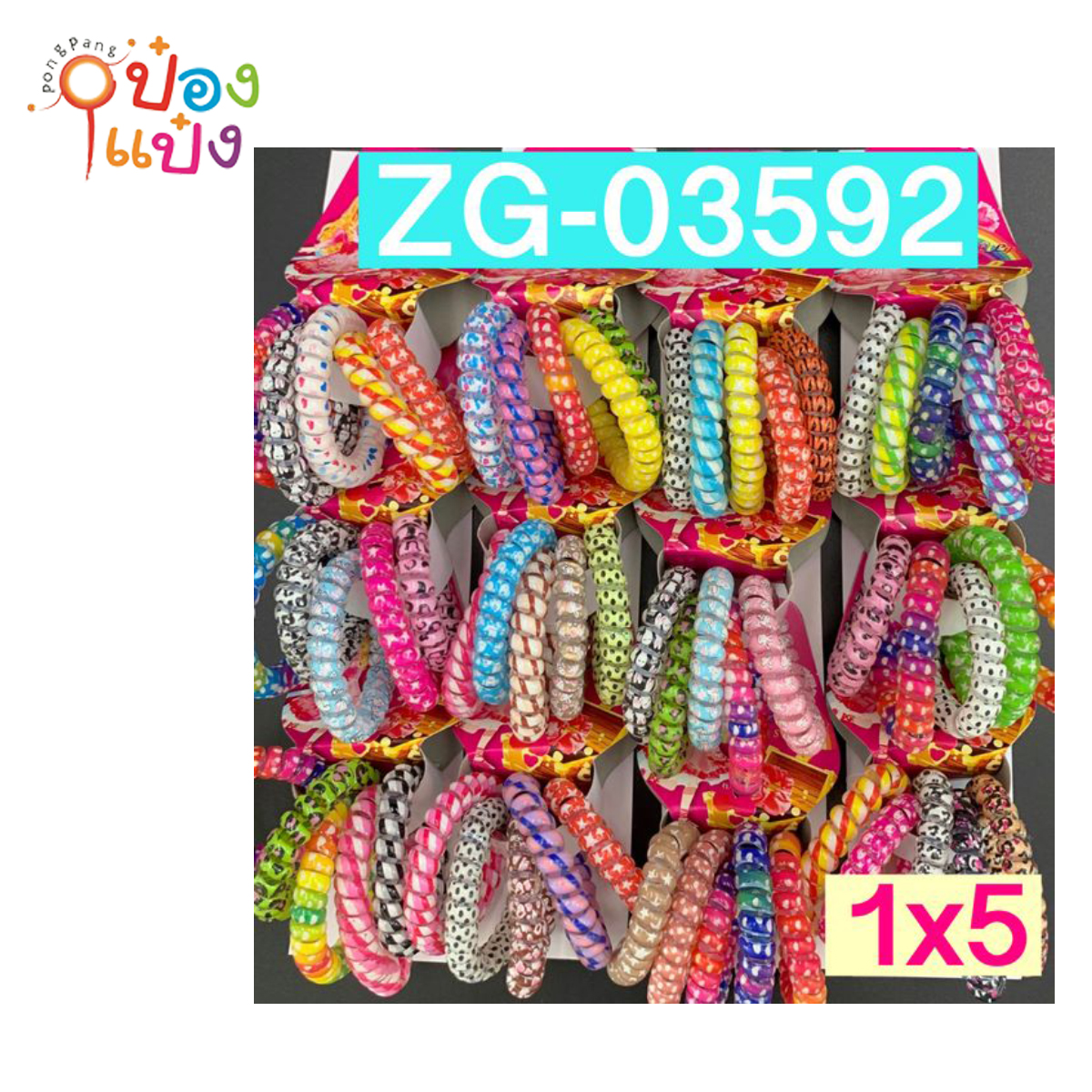สปริงมัดผมผ้าใหญ่ คละลาย คละสี 1x5 (1*12)