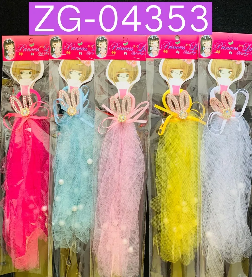 ยางมัดผมแฟนซี ผ้ามุกสายยาว คละสี (1*12)